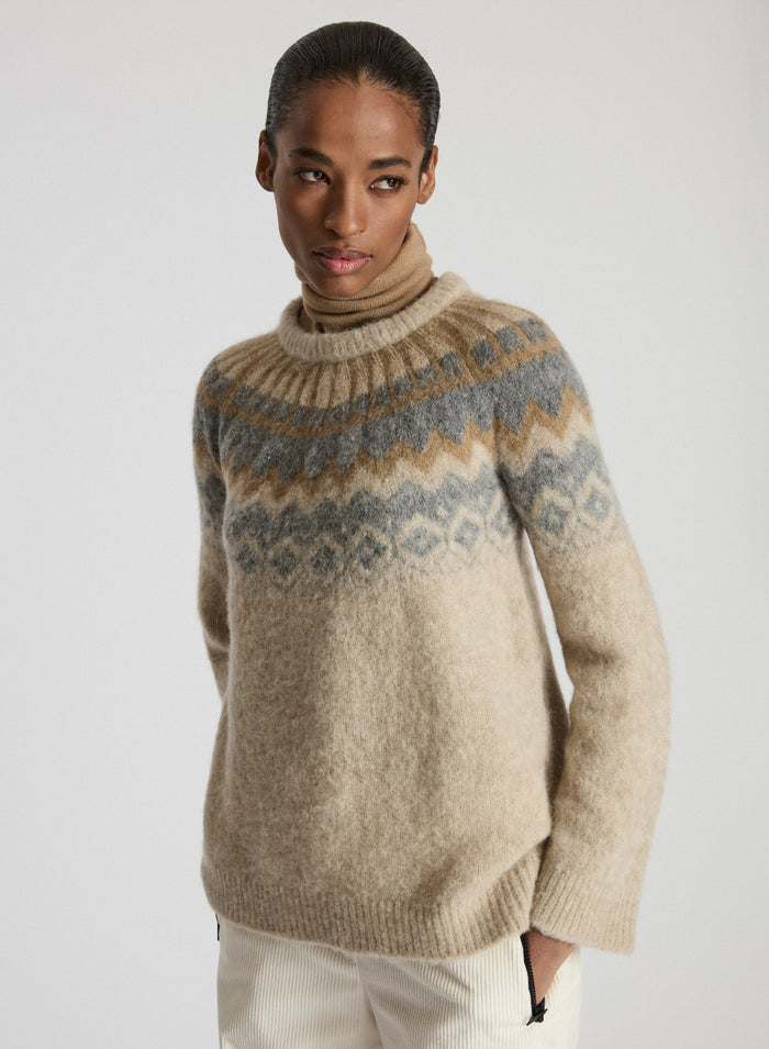 WOOL JACQUARD CREWNECK SWEATER