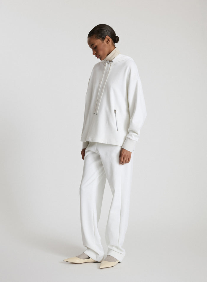 COTTON BLEND WIDE-LEG JOGGERS