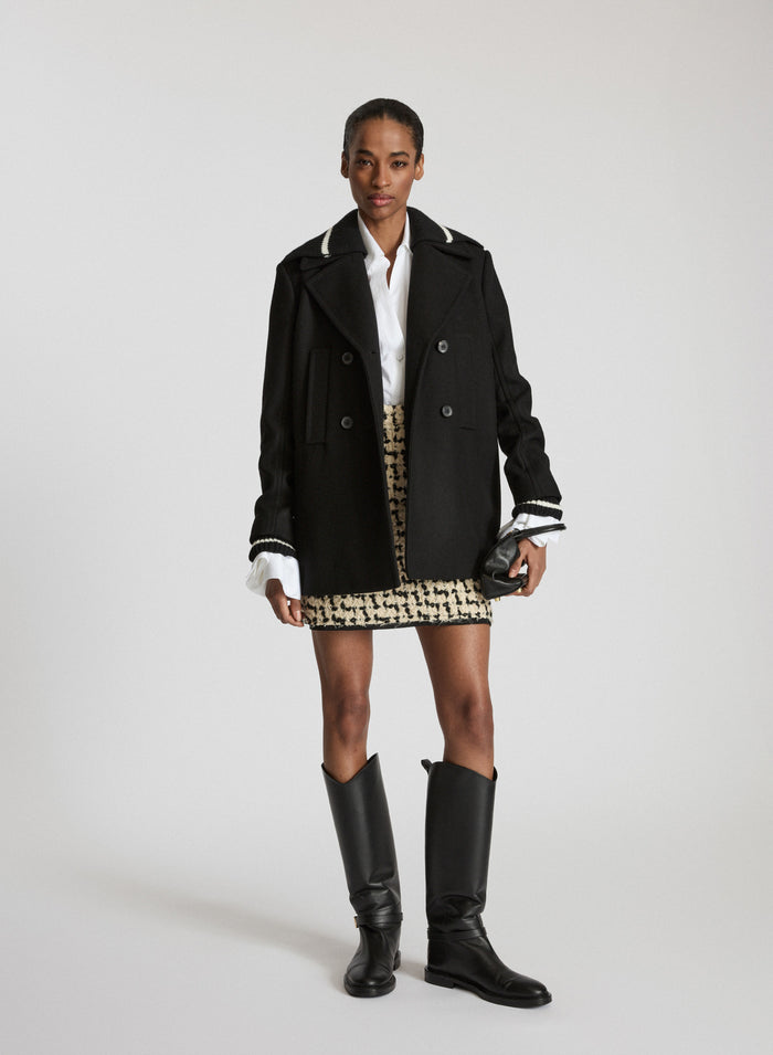 DOUBLE-BREASTED WOOL TECHNICAL COAT