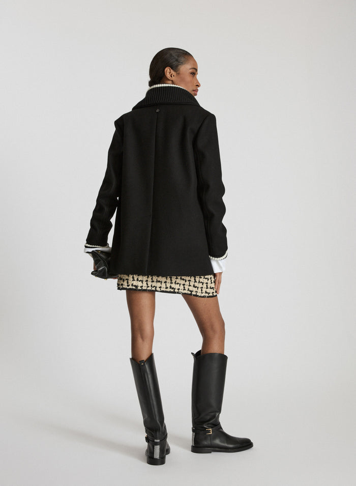 DOUBLE-BREASTED WOOL TECHNICAL COAT