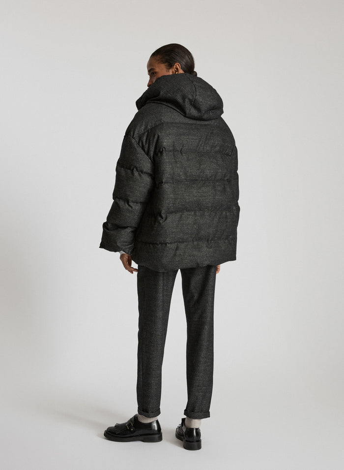DENIM-EFFECT GRISAILLE WOOL JOGGER PANTS