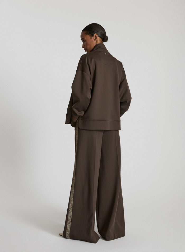 COTTON BLEND SWEATPANTS WITH METALLIC KNIT INSERT
