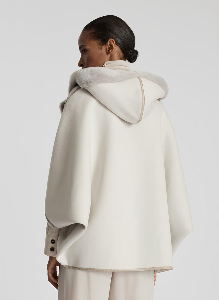 VIRGIN WOOL AND ANGORA DOUBLE COAT WITH SHEEPSKIN