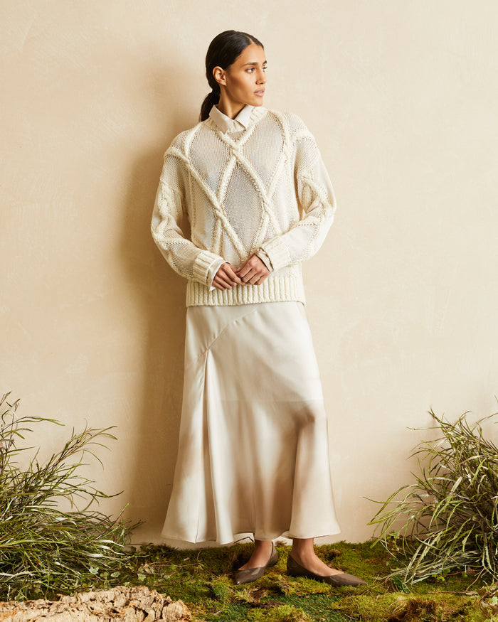 SILK SKIRT WITH CHINÉ PRINT