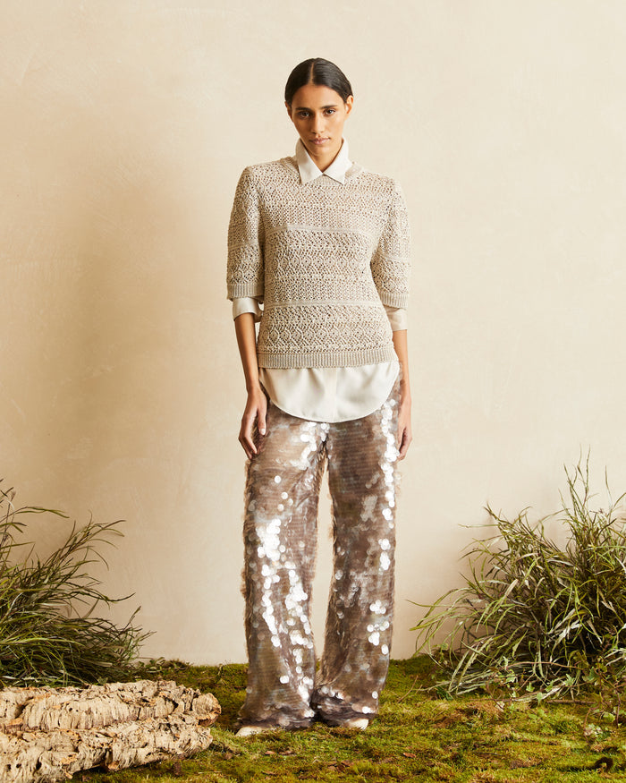 PANTS WITH SMOKED SEQUINS