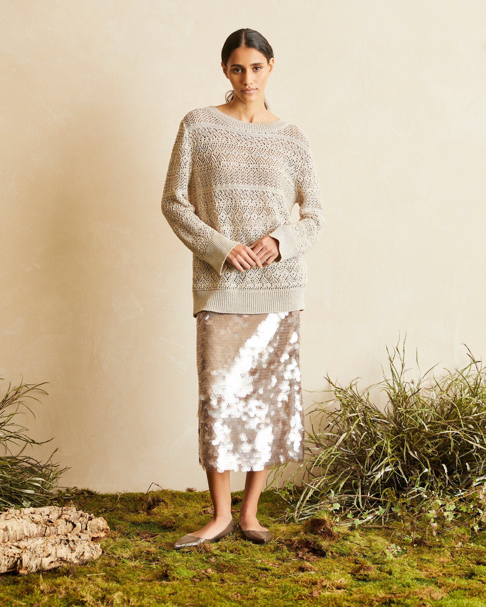 MAGLIA GIROCOLLO IN COTONE E CASHMERE