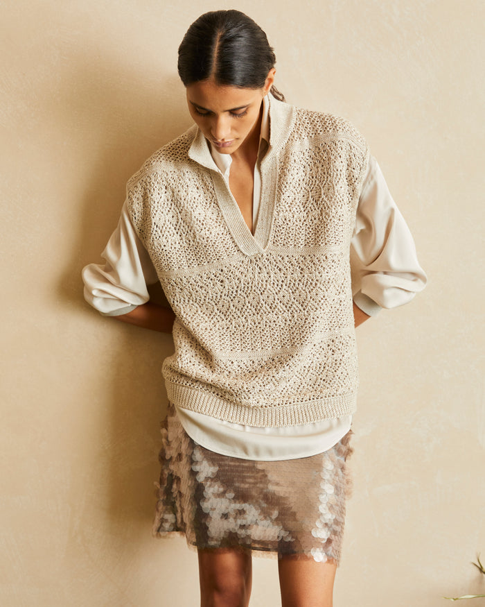 SKIRT WITH SMOKED SEQUINS