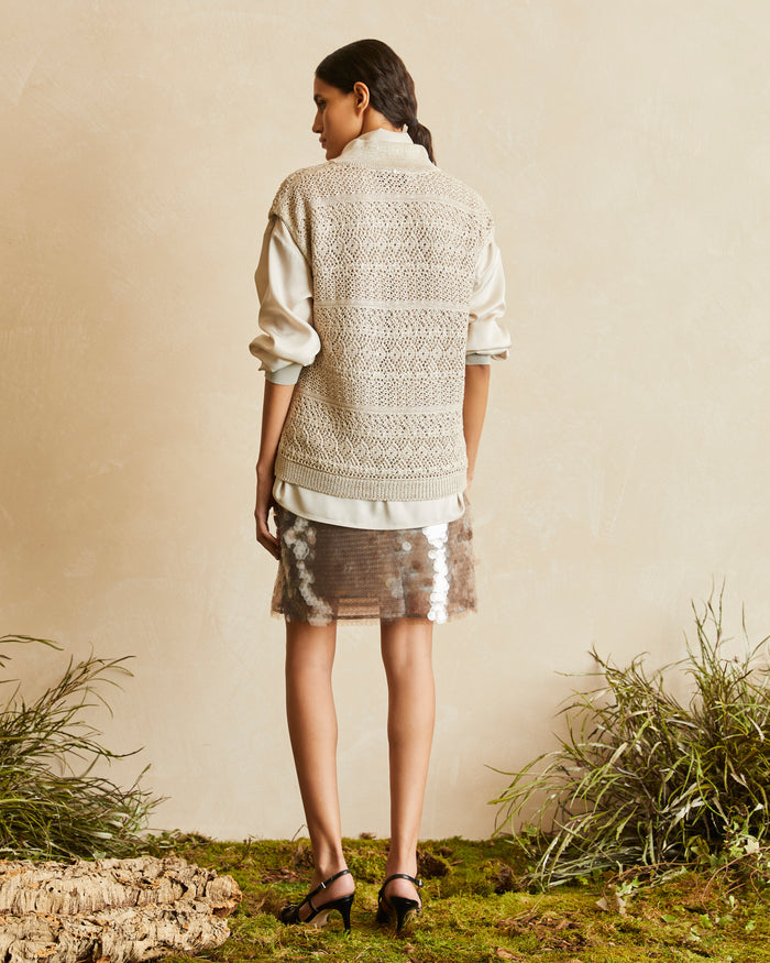 SKIRT WITH SMOKED SEQUINS