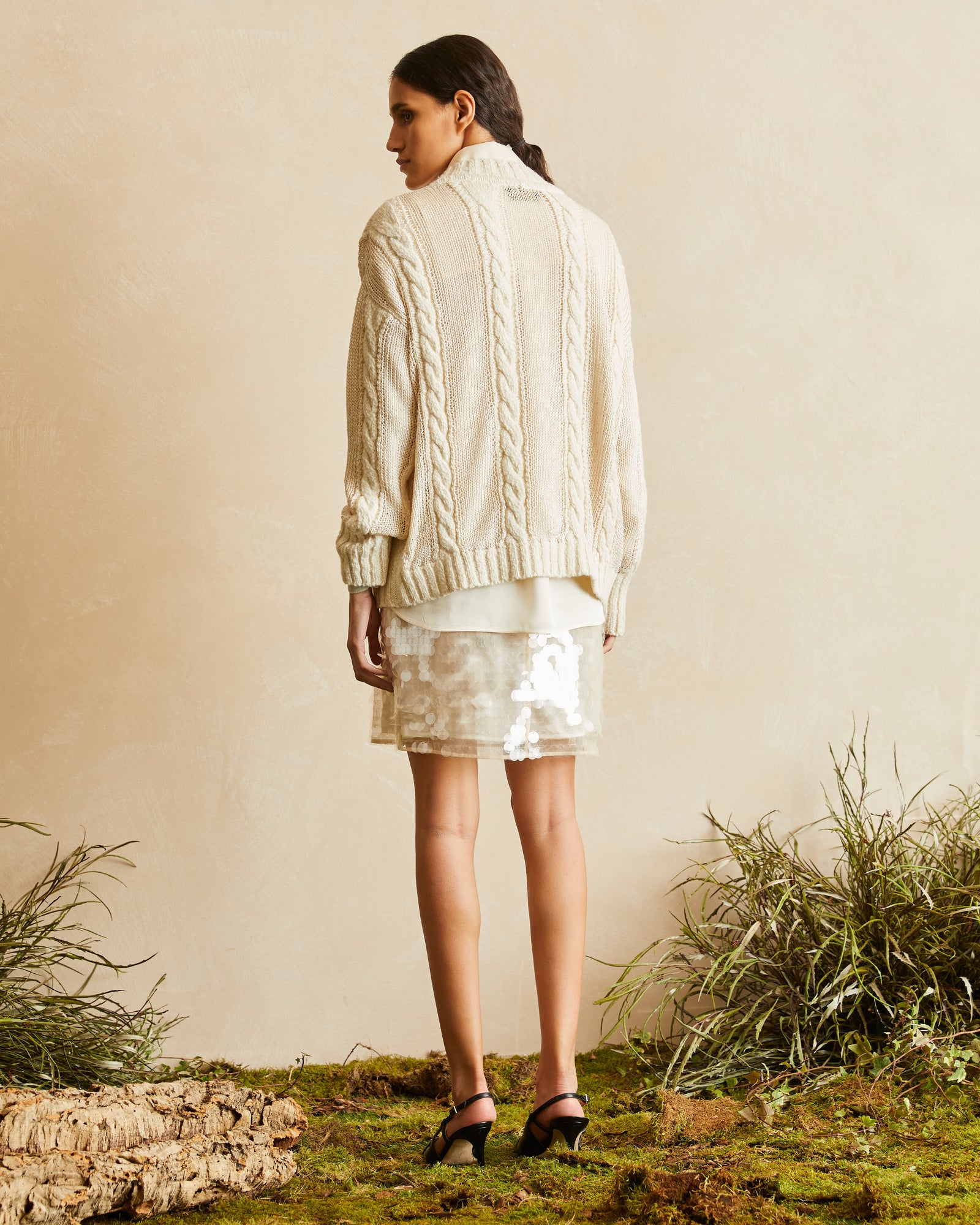 CABLE KNIT CREW-NECK SWEATER