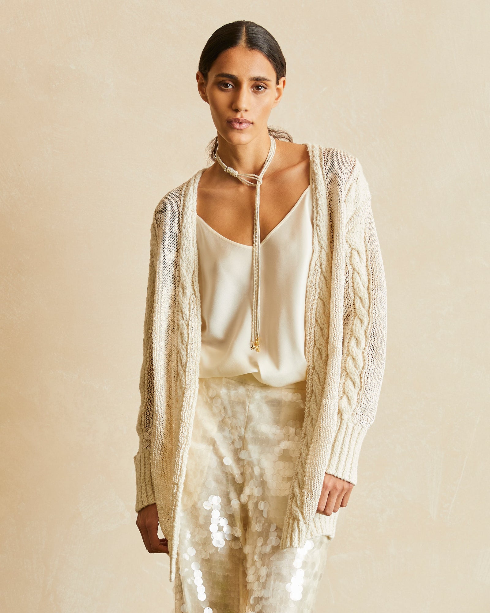 TOP CON BRETELLINE IN TWILL DI SETA