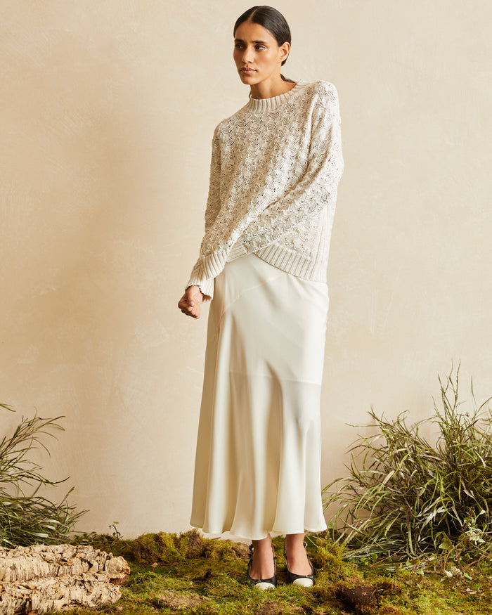 SILK TWILL ASYMMETRIC SKIRT