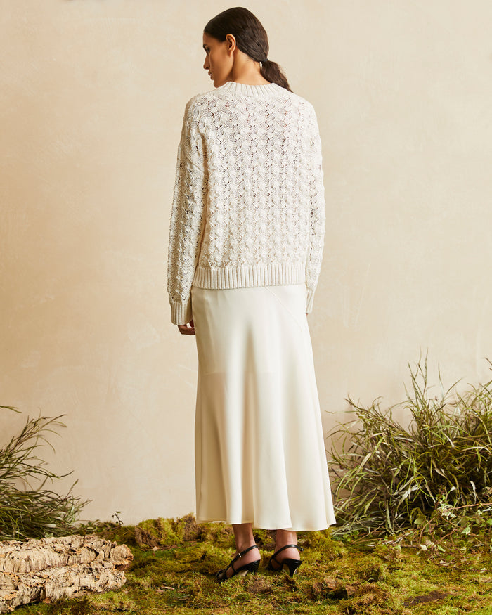 SILK TWILL ASYMMETRIC SKIRT