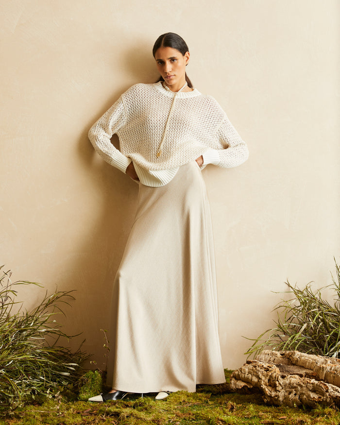 VISCOSE ASYMMETRIC SKIRT WITH LUREX EFFECT