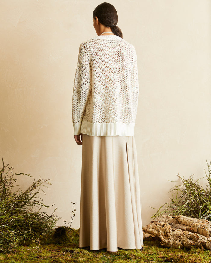 MESH KNIT CREW-NECK SWEATER