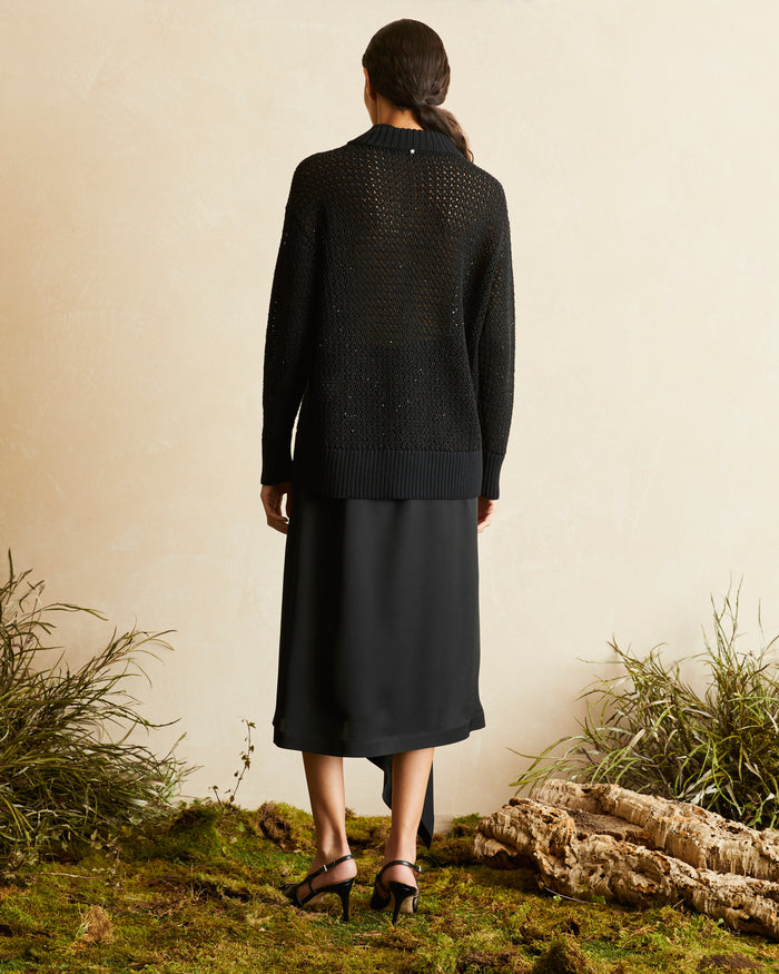 MESH KNIT TURTLENECK SWEATER