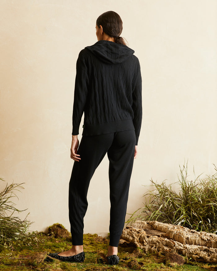 VANISE CABLE AND RIBBED KNIT HOODIE