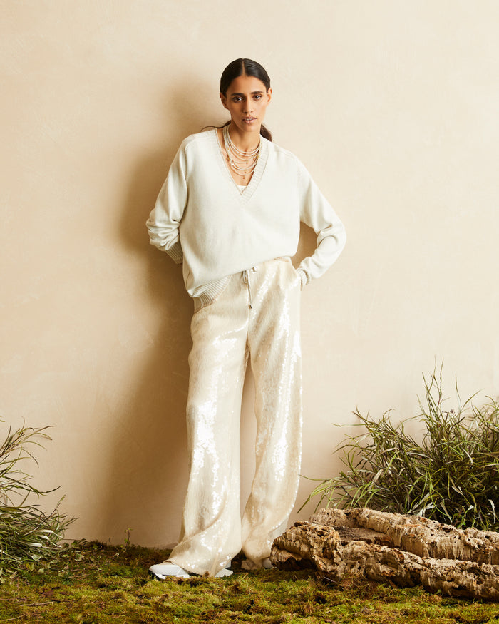 MAGLIA IN COTONE VANISE CON FILO PAILLETTES