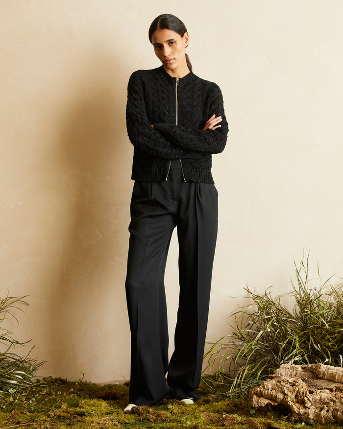 SILK TWILL TAILORED PANTS