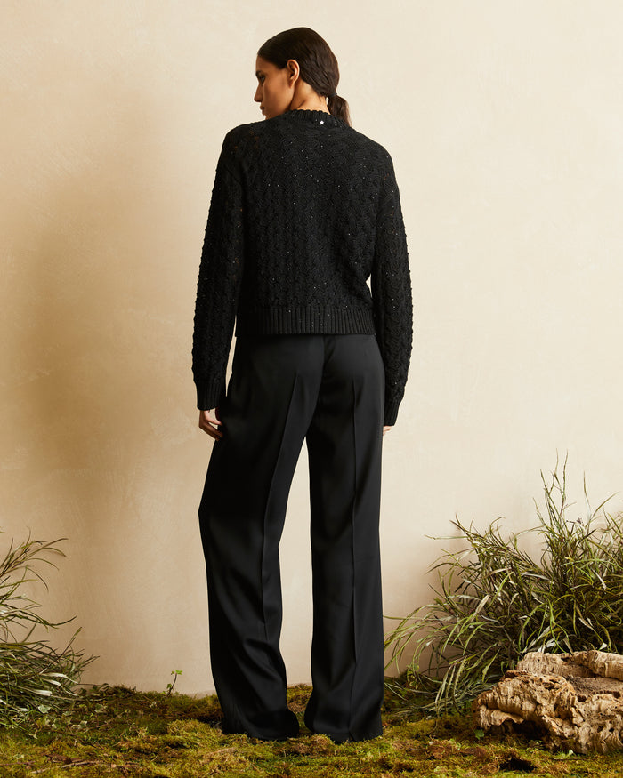 SILK TWILL TAILORED PANTS