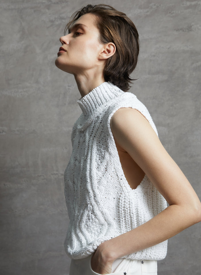 CABLE-KNIT COTTON VEST