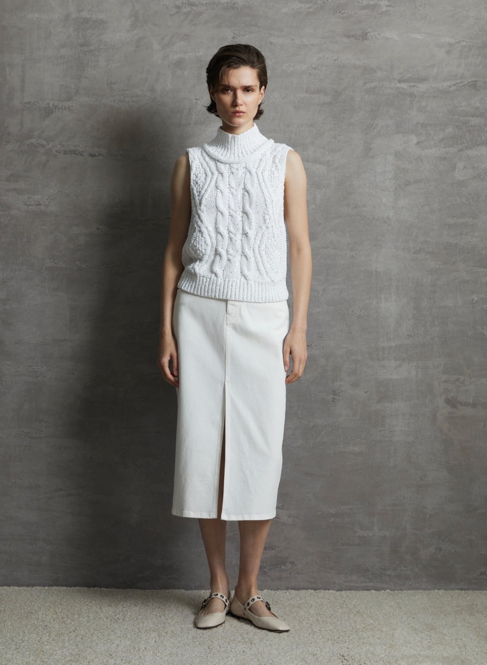 CABLE-KNIT COTTON VEST