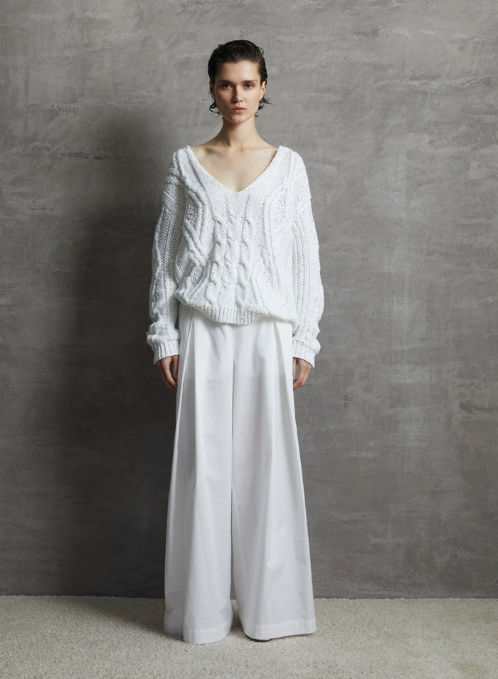 CABLE-KNIT COTTON SWEATER