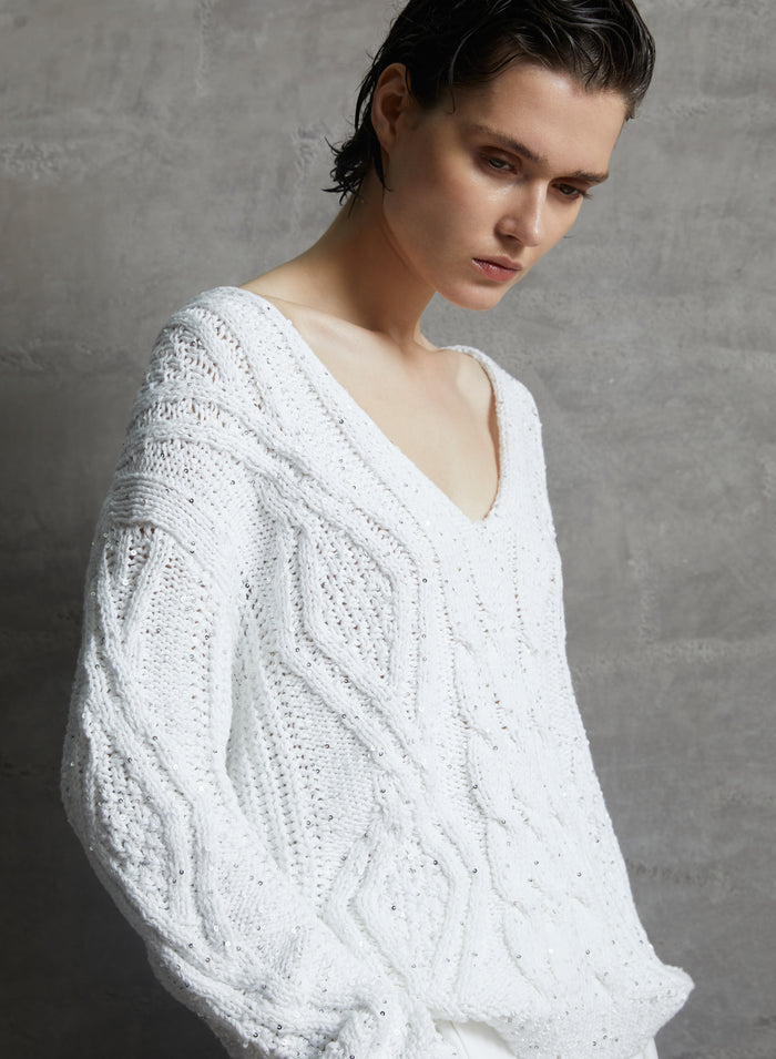 CABLE-KNIT COTTON SWEATER