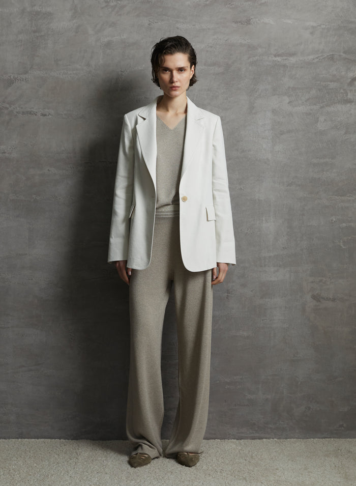 VISCOSE BLEND RICE-STICH KNITTED PANTS