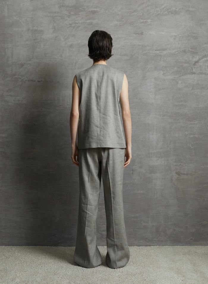 LINEN AND VISCOSE MELANGE BLEND VEST