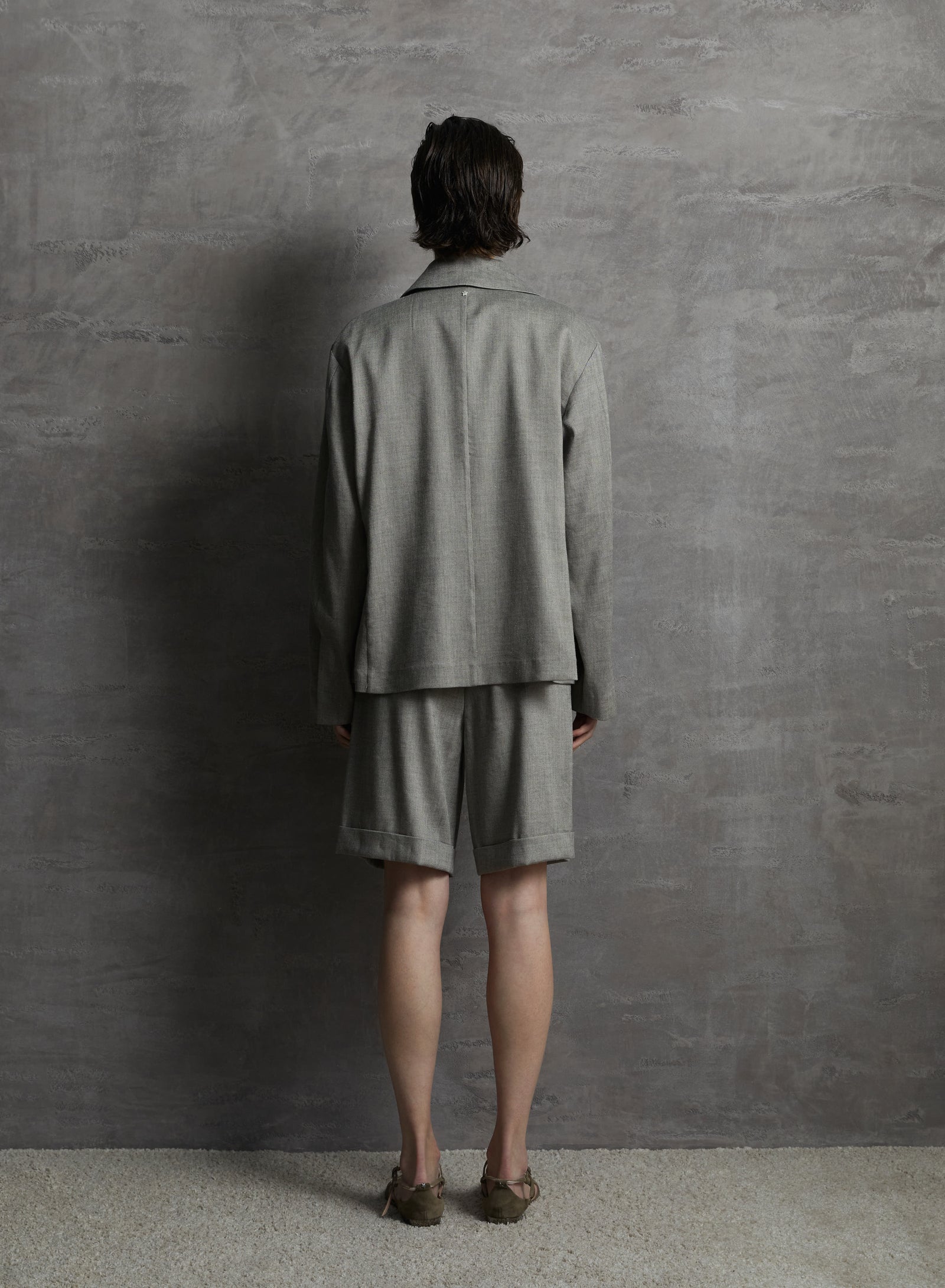 LINEN AND VISCOSE MELANGE BLEND FIELD JACKET