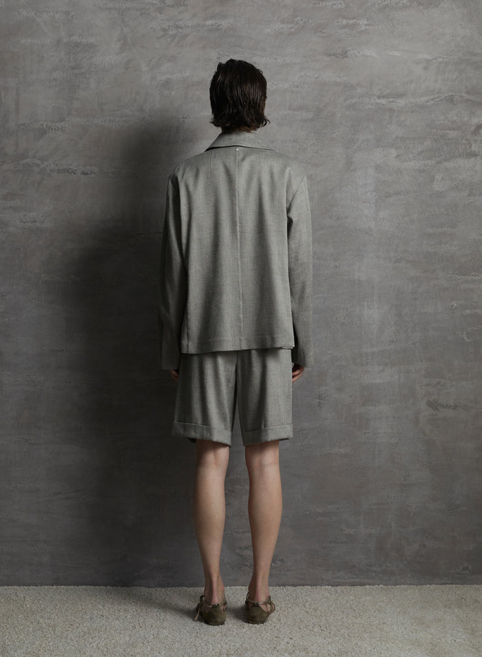 LINEN AND VISCOSE MELANGE BLEND FIELD JACKET