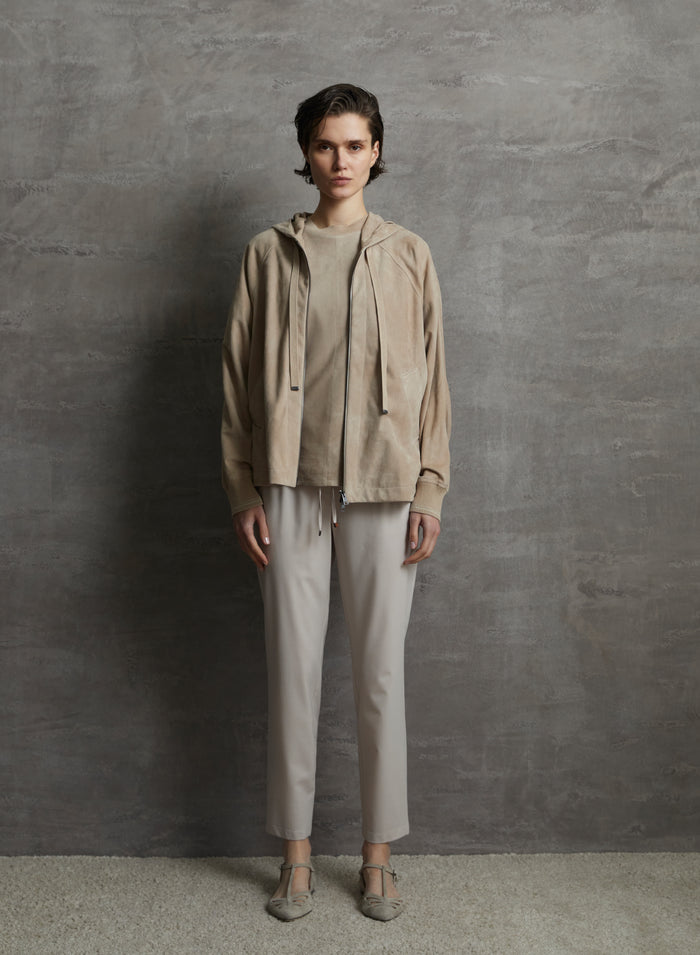 LEATHER HOODED JACKET