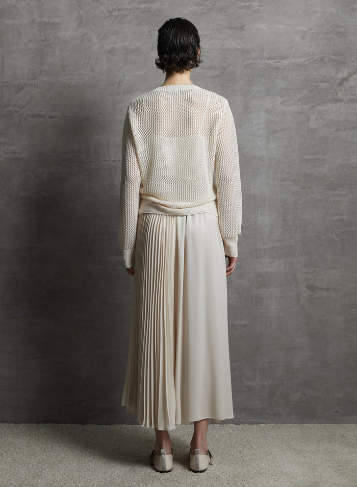 LINKS AND MESH STITCHED VISCOSE SWEATER WITH SEQUINS