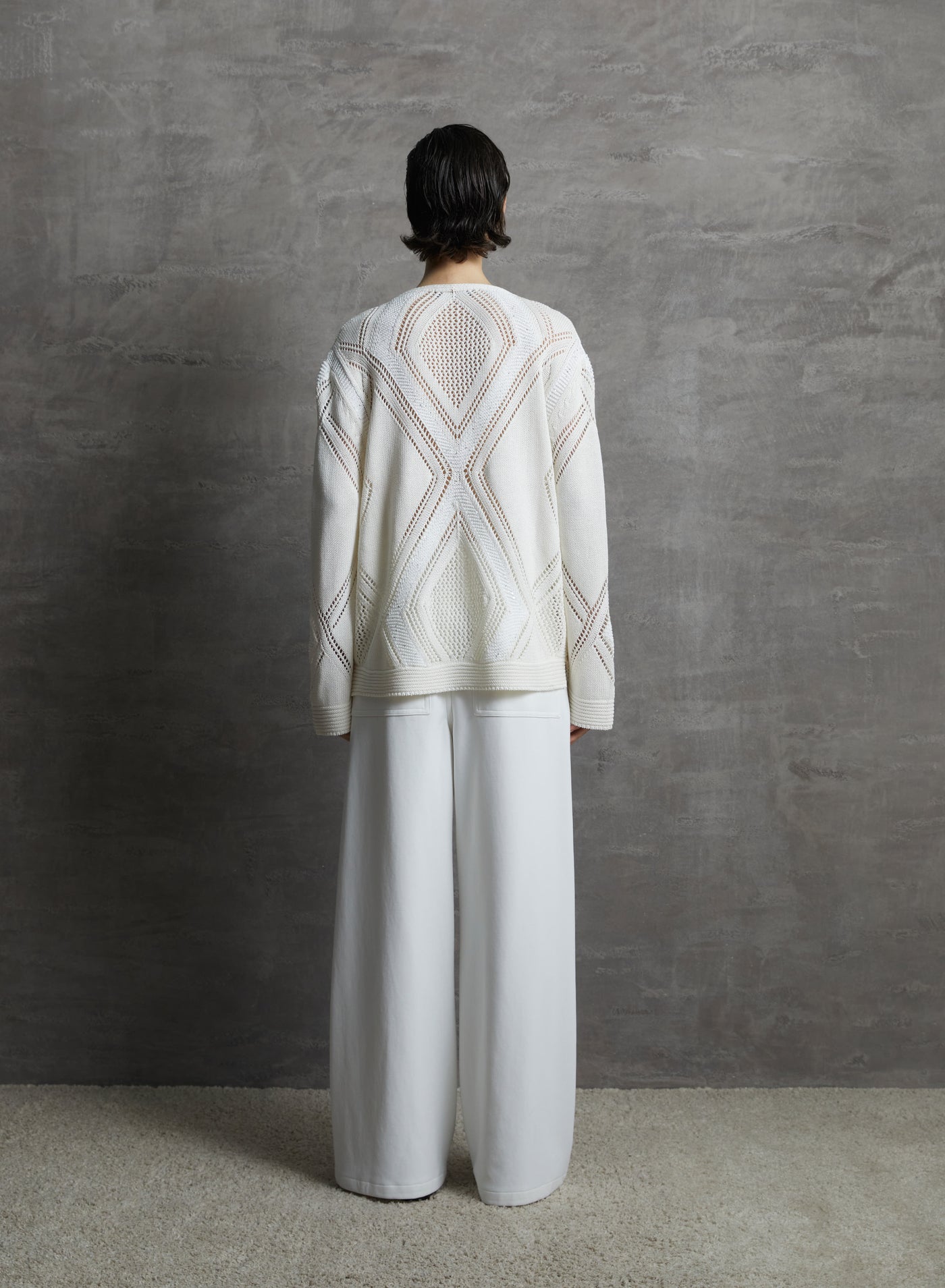 MAGLIA IN COTONE, LINO E SETA CON DISEGNO A ROMBI IN CHEVRON