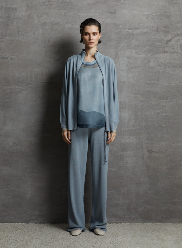 VISCOSE BLEND RICE-STICH KNITTED SWEATSHIRT