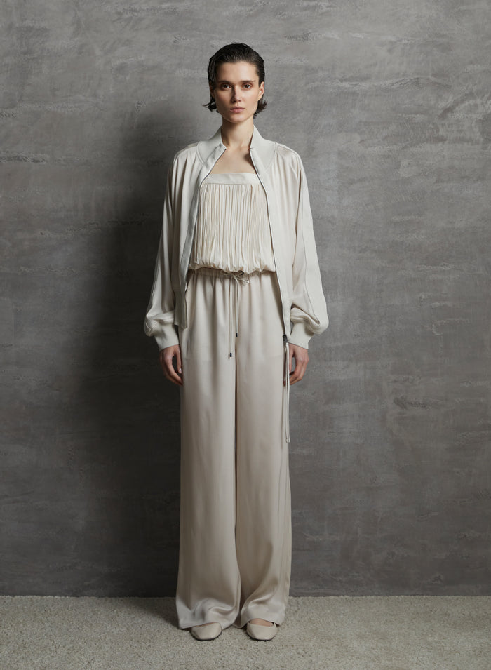 COTTON AND SILK BLEND TWILL BOMBER