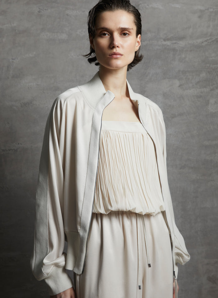 COTTON AND SILK BLEND TWILL BOMBER