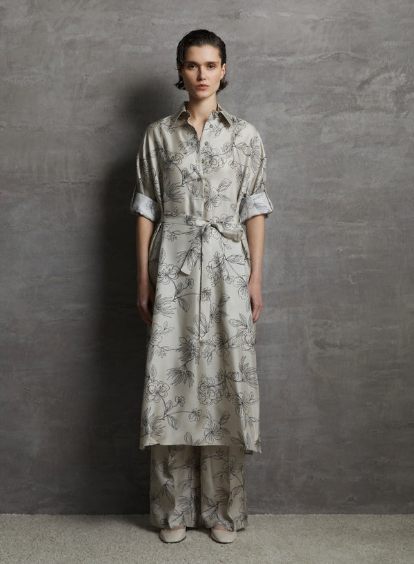 PRINTED SILK CHEMISIER DRESS