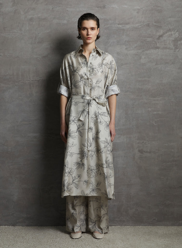 PRINTED SILK CHEMISIER DRESS