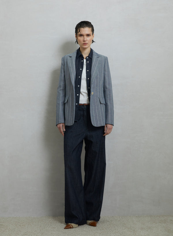 JEANS A GAMBA LARGA IN DENIM FLUIDO