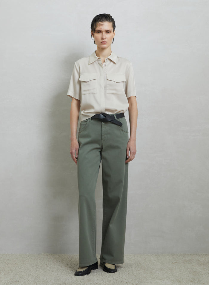 CAMICIA CROPPED IN TWILL DI MISTO SETA