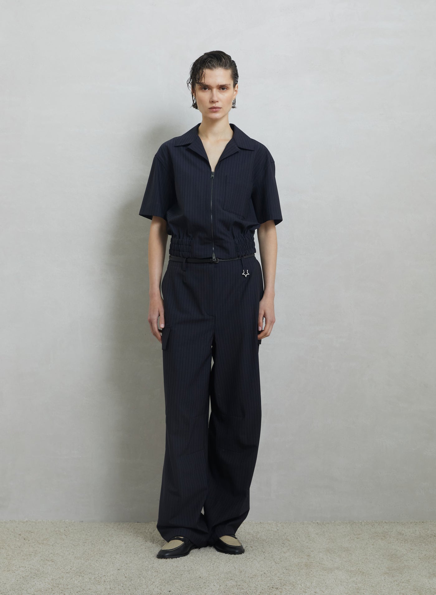 CAMICIA BOWLING IN LANA GESSATA CON ZIP