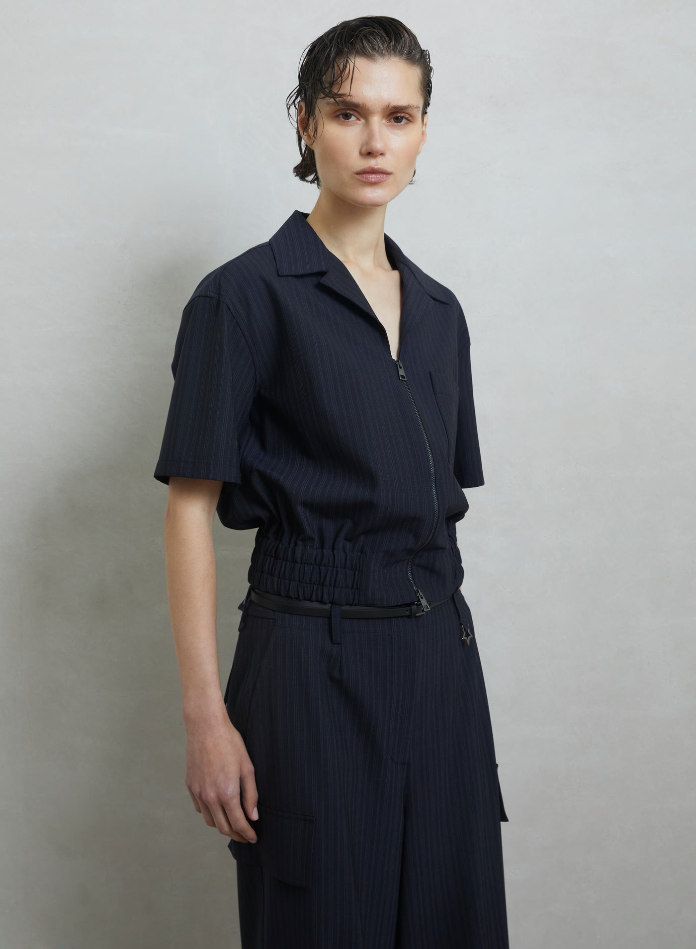 CAMICIA BOWLING IN LANA GESSATA CON ZIP