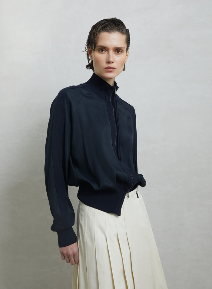 COTTON AND SILK BLEND TWILL BOMBER