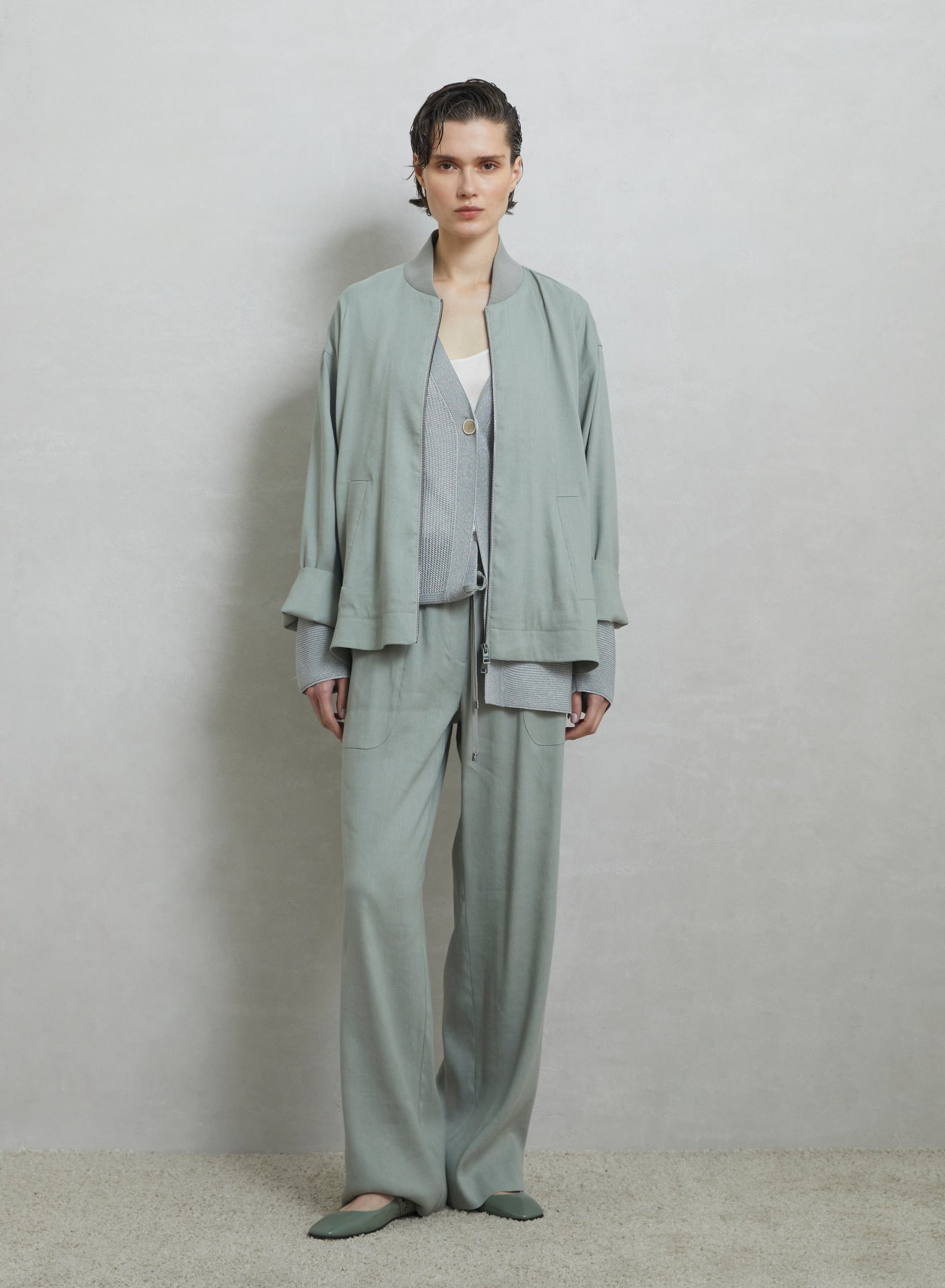 BOMBER IN LINO E VISCOSA STRETCH