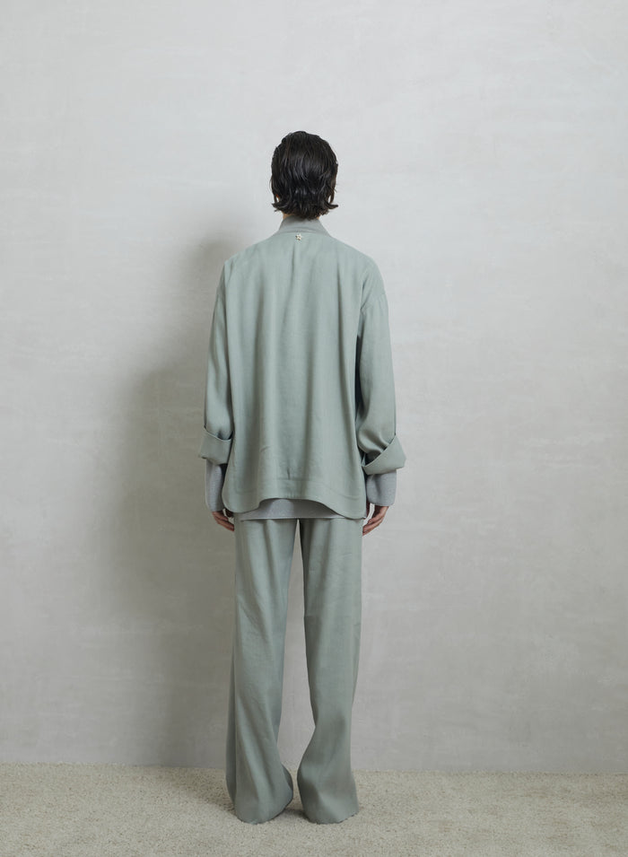 STRETCH LINEN AND VISCOSE BOMBER JACKET