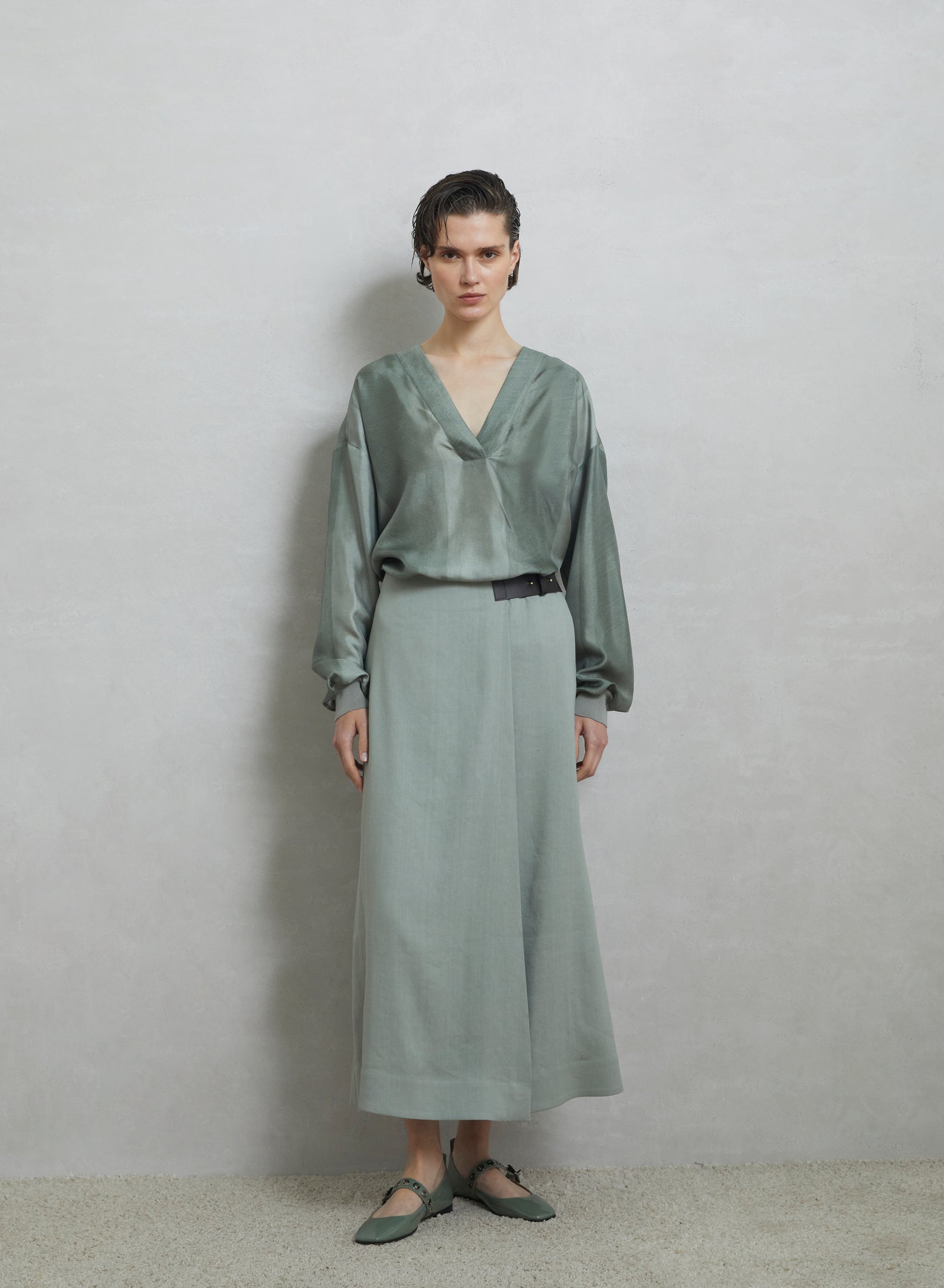 BLUSA IN TWILL DI MISTO SETA STAMPATA