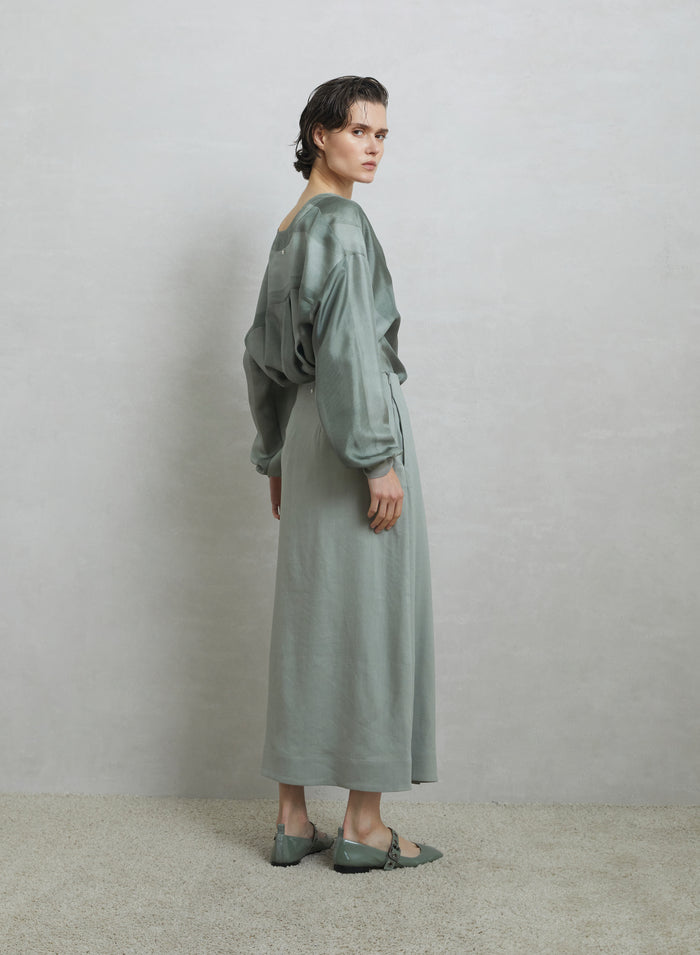 SILK BLEND TWILL PRINTED BLOUSE