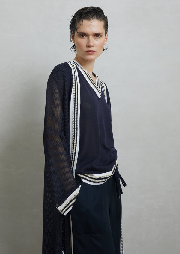 GILET IN PUNTO RETE IN MISTO VISCOSA