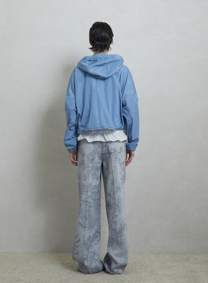 PANTALONI IN COTONE E LINO CON STAMPA JACQUARD TOILE DE JOUY